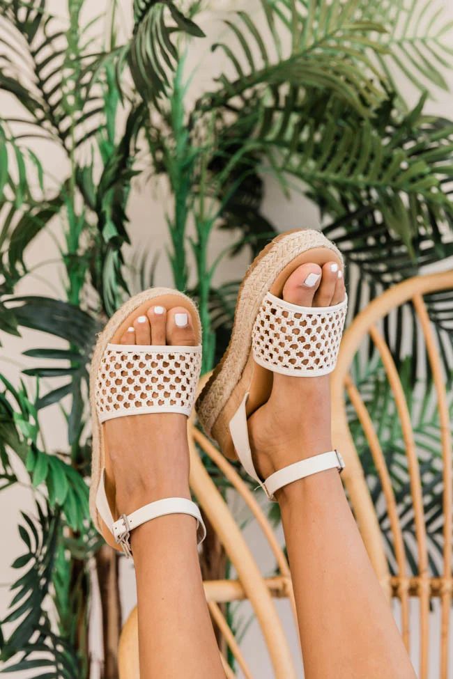 Annaliese White Webbed Espadrille Wedges | The Pink Lily Boutique