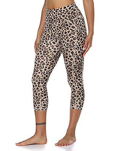 Colorfulkoala Women's High Waisted Yoga Capris 21" Inseam Leggings with Pockets (S, Leopard) | Amazon (US)