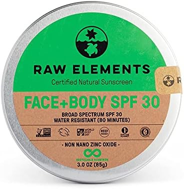 Amazon.com: Raw Elements Face and Body Certified Natural Sunscreen | Non-Nano Zinc Oxide, 95% Org... | Amazon (US)