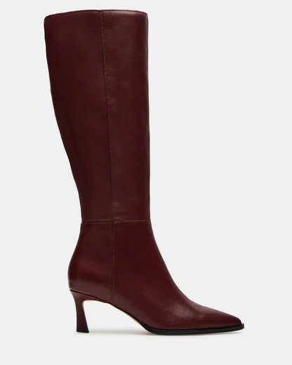 LUCID Burgundy Pointed Toe Kitten Heel Boot | Women's Boots | Steve Madden (US)