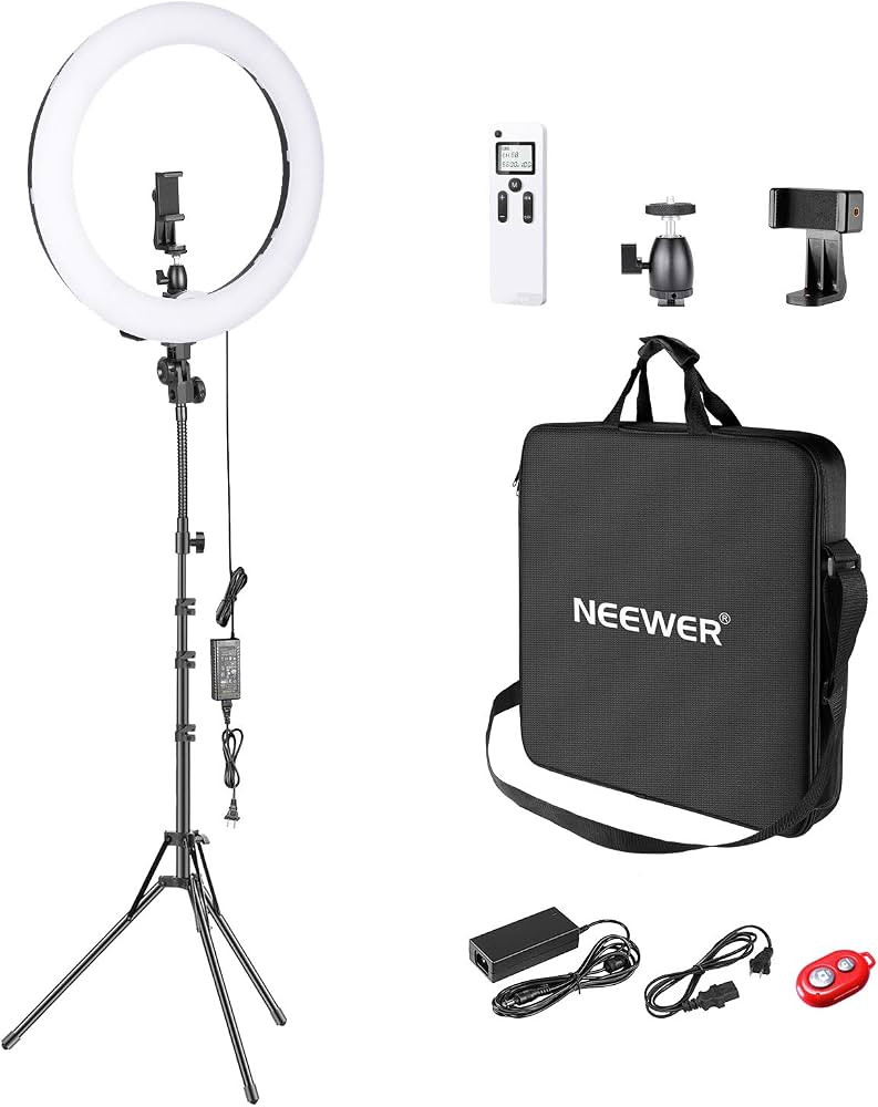 Neewer Advanced 2.4G 18-inch Dimmable Bi-Color LED Ring Light with LCD Screen | Amazon (US)
