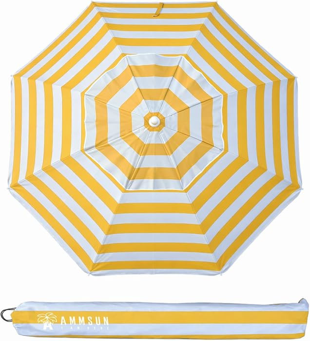 AMMSUN 6.5 Foot Heavy Duty Beach Umbrellas for Sand with tilt Sun Shelter, UV 50+ Protection Outd... | Amazon (US)