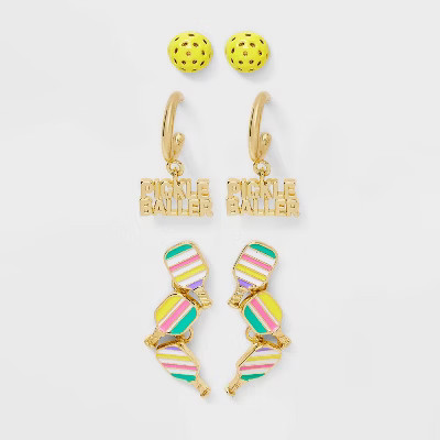 SUGARFIX by BaubleBar Paddles Up Statement Earring Set 3pc - Gold | Target