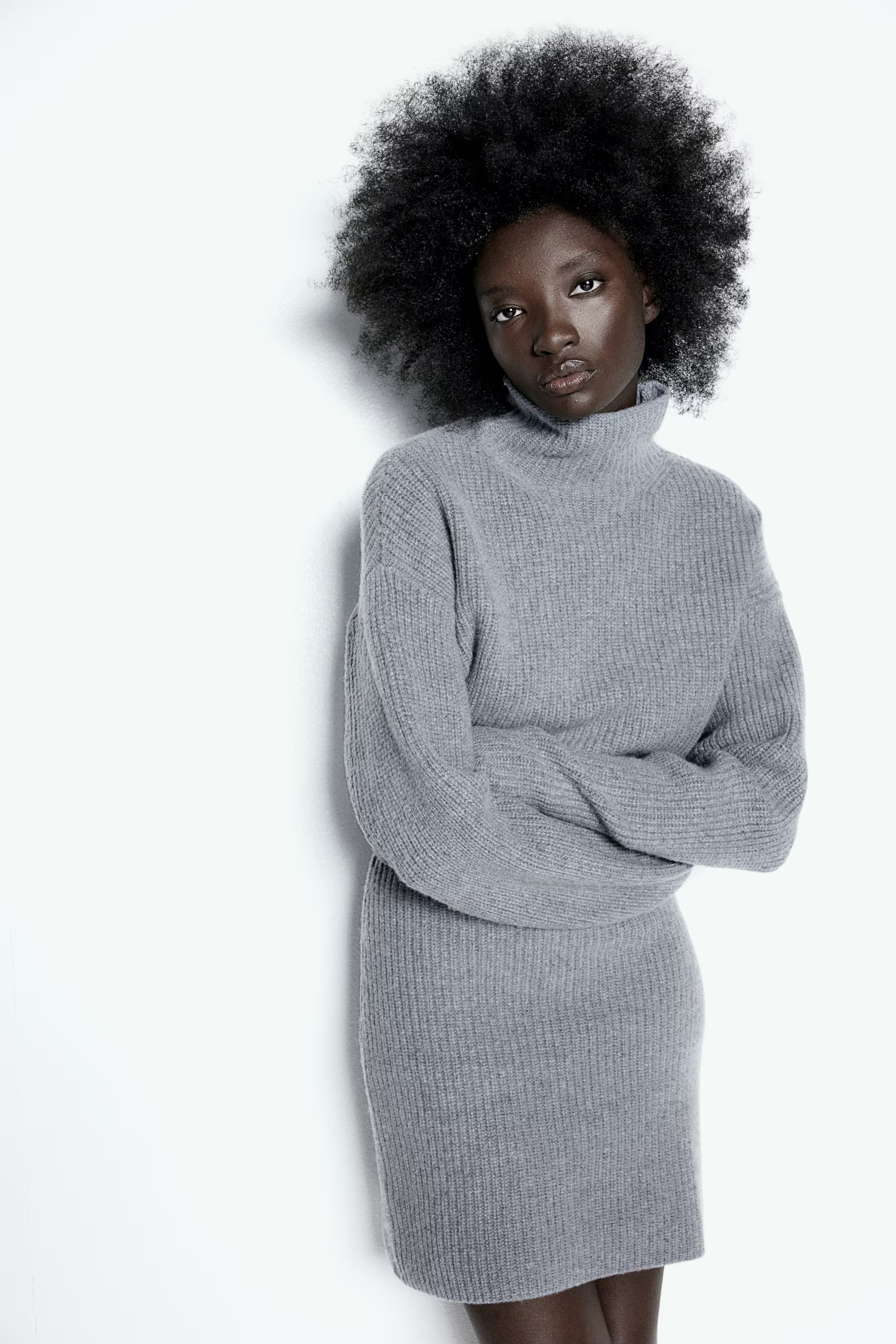 Cashmere-Blend Mock Turtleneck Dress - Cream - Ladies | H&M US | H&M (US + CA)