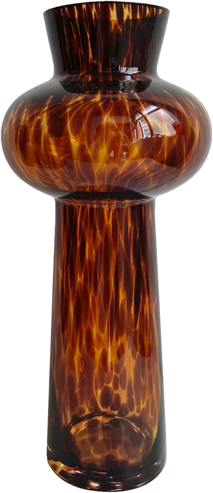 11" High Luxe Leopard Glass Vase — Unique Modern Amber Brown Centerpiece for Home Decor, Gifts ... | Amazon (US)
