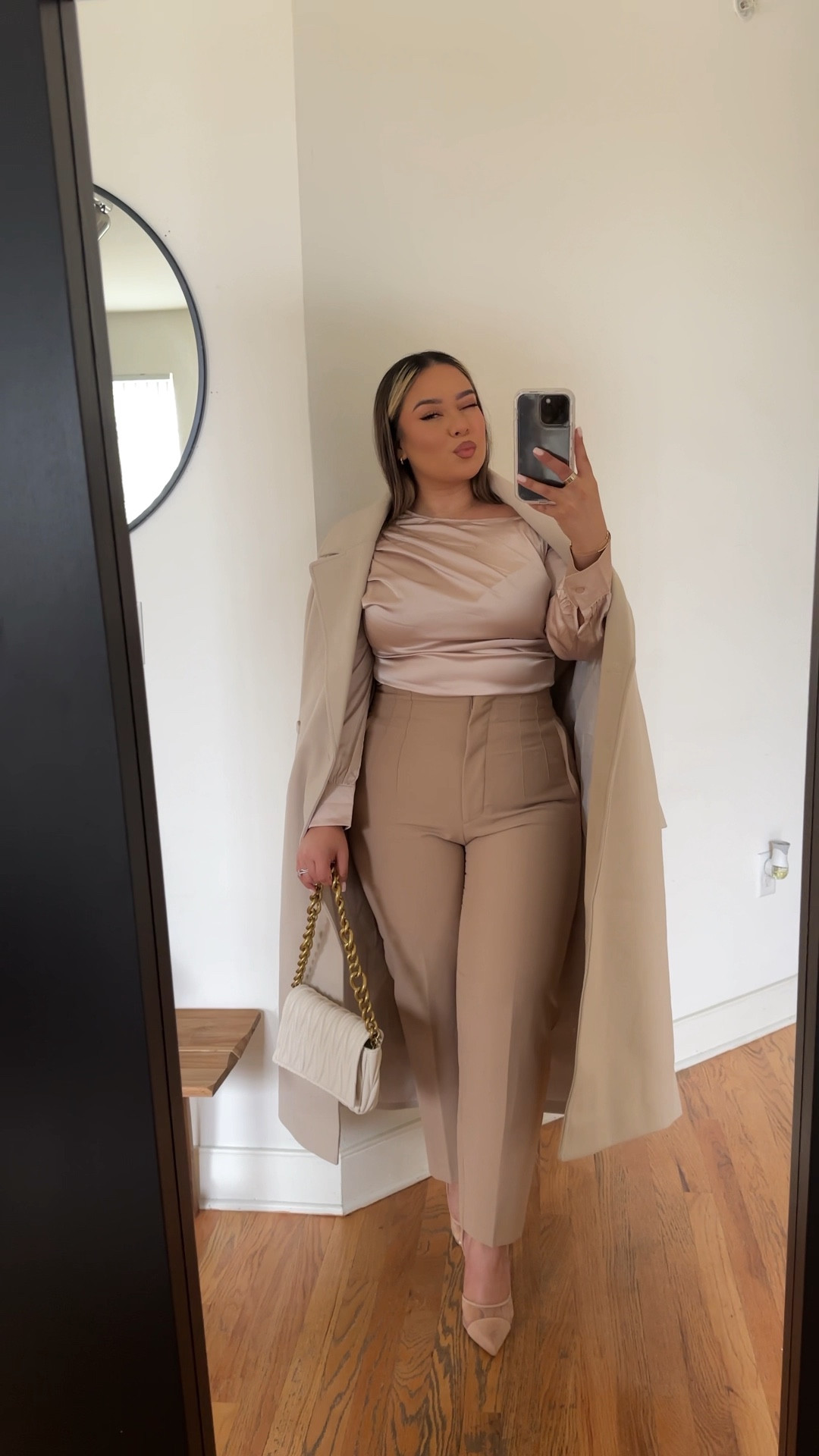 What I’d Wear to: corporate office, formal events, church, or tbh even for a girls brunch because this is the way I want to present myself this year✨ sizing:

Top- L (has stretch) - linked the top & similar dupes 
ASOS Coat (size 6)
Pants are from Zara; Amazon Zara dupe
Linked in case sold out ; size up 2


#ootd #monochromaticoutfit #formalwear #corporatefashion #chic #outfitinspo #outfitideas #styleinspo #styleideas #midsizestyle #midsizefashion

#LTKworkwear #LTKstyletip #LTKmidsize