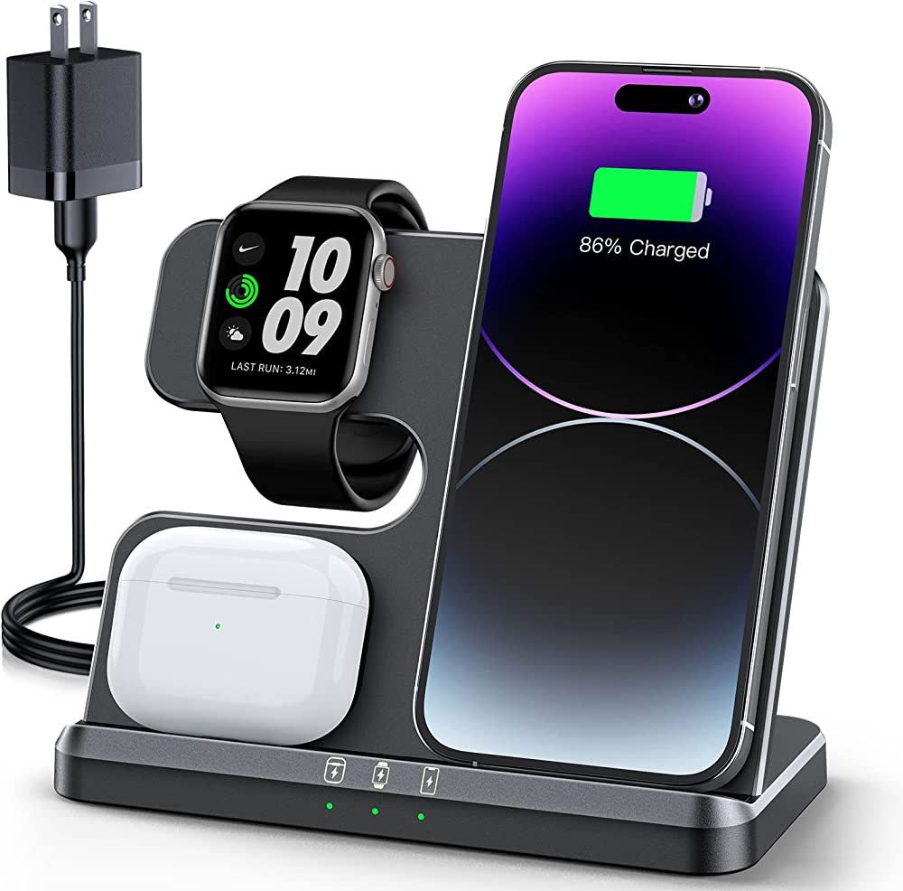 ???? ??? Wireless Charging Station 3 in 1 Wireless Charger for iPhone 14 13 12 11 Pro Max/X/8 Chargi | Amazon (US)