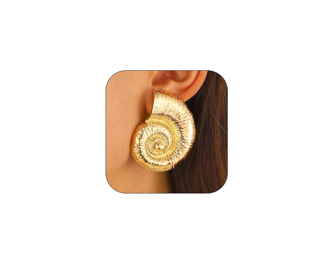 Boho Gold Conch Shell Statement Earrings for Women Trendy, Charm Large Conch Seashell Swirl Drop ... | Amazon (US)