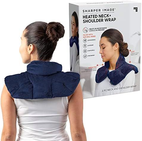 Heated Neck & Shoulder Wrap by Sharper Image - Microwavable Warm & Cooling Plush Pad Aromatherapy, 100% Natural Lavender & Herb Blend, Weighted Muscle Pain & Tension Relief Therapy, Portable Self-Care | Amazon (US)