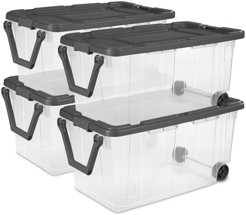 Sterilite 4-Pack Modular Stacker Box, Durable Clear Plastic Storage Bins with Latching Lids, 160 ... | Amazon (US)