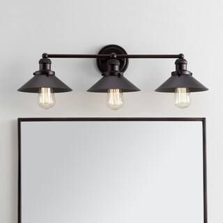 JONATHAN Y July 26.5 in. 3-Light Metal Oil Rubbed Bronze Vanity Light-JYL7428A - The Home Depot | The Home Depot