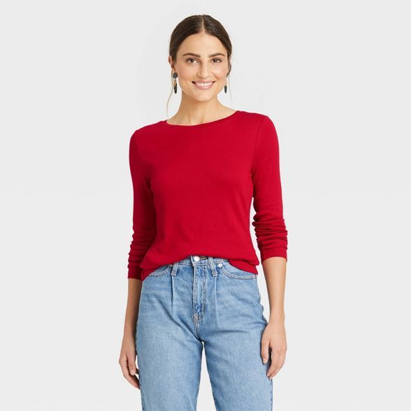 Women's Long Sleeve Ribbed T-Shirt - A New Day™ | Target