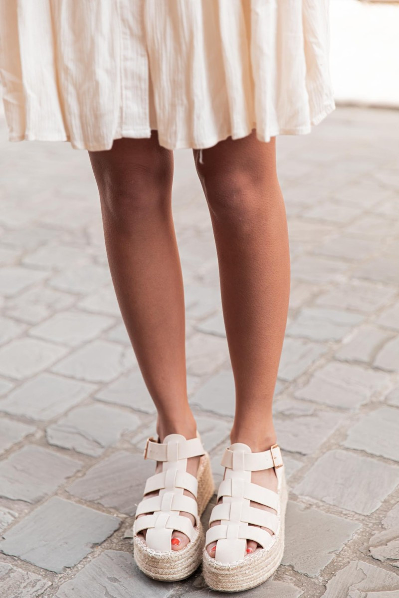 COSMO Beige Sandales À Plateforme Femme | Pretty Wire