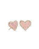 Kendra Scott Ari Heart Stud Earrings for Women, Fashion Jewelry, 14k Rose Gold-Plated, Pink Drusy | Amazon (US)