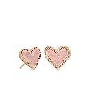 Kendra Scott Ari Heart Stud Earrings for Women, Fashion Jewelry, 14k Rose Gold-Plated, Pink Drusy | Amazon (US)