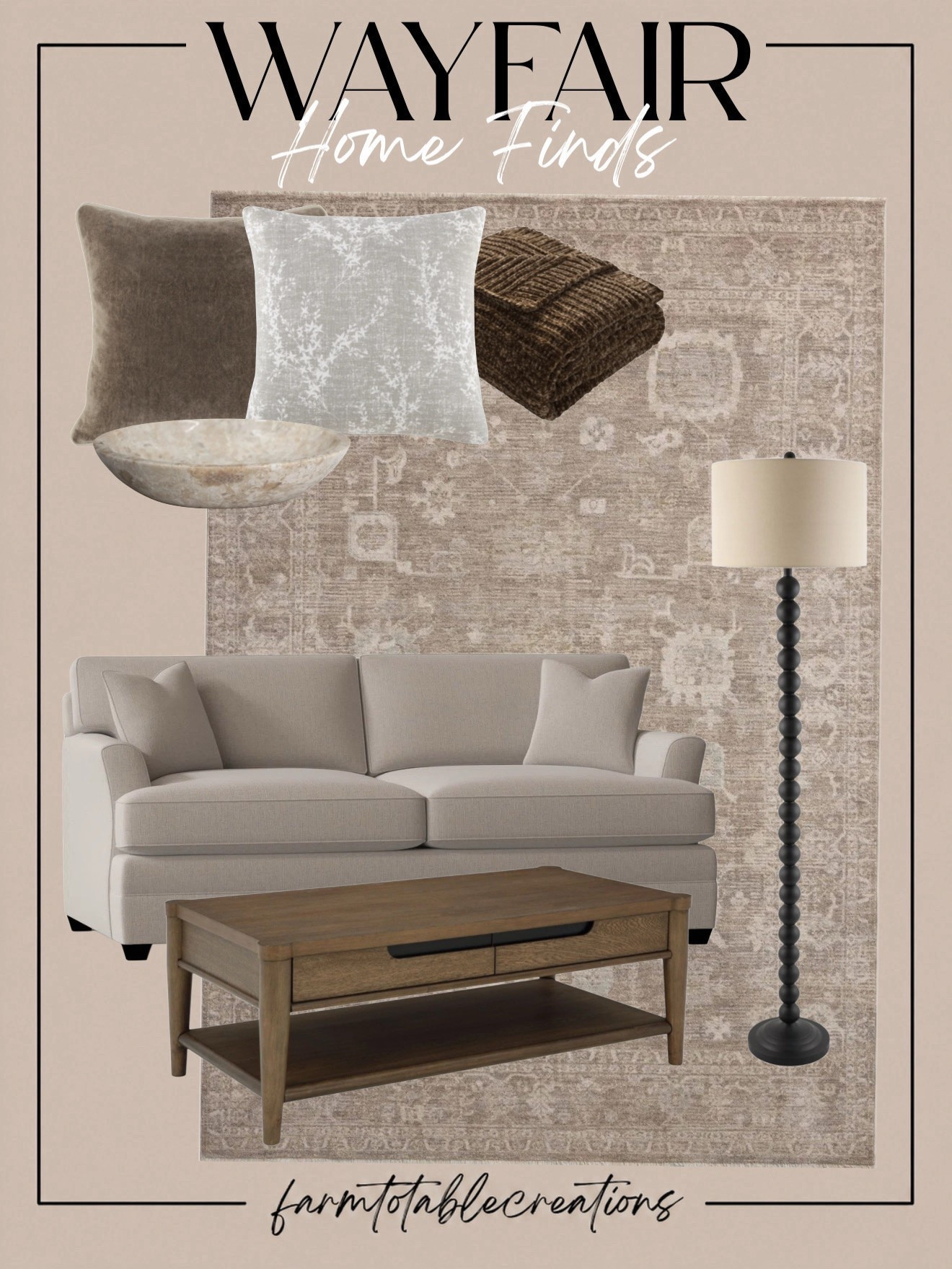 Wayfair Home Finds | Cozy & Timeless Living Room 🤎🏡

Create a warm and inviting living space with these gorgeous Wayfair home finds! I’m loving the combination of the soft neutral sofa, beautifully textured pillows, cozy chocolate brown throw, and vintage-inspired area rug. The warm wood coffee table and elegant black floor lamp add the perfect balance of modern style and timeless charm!

Whether you’re refreshing your living room for fall or creating a cozy space to enjoy year-round, these pieces bring together comfort, texture, and effortless sophistication. The layered neutrals and rich brown accents create that designer-inspired look that feels both luxurious and lived-in!

Follow @farmtotablecreations on Instagram for more cozy home finds and trending decor.

#LTKHome #Wayfair #WayfairFinds #WayfairHome #LivingRoomDecor #LivingRoomInspo #CozyHome #NeutralHomeDecor #DesignerInspired #ModernFarmhouse #HomeDecorFinds #CozyLivingRoom #TimelessInteriors #HomeRefresh #WarmNeutrals #FallHomeDecor #LTKFinds