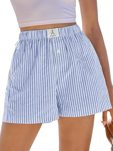 ANRABESS Boxer Shorts for Women Gingham Pajama 2026 Summer Casual Lounge Sleep Plaid Shorts Y2K B... | Amazon (US)