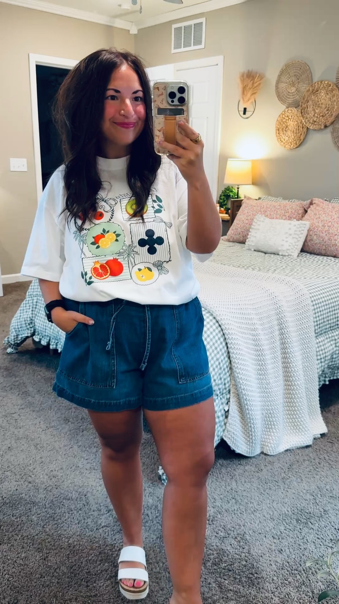 Summer uniform: a cute graphic tee + denim shorts ☀️ Simple, comfy, and effortlessly stylish all season long!

sandals: fit true to size // wearing a 5
shorts: fit true to size // wearing a large
tee: fits true to size // wearing a large 

 #LTKootd #LTKMidsize