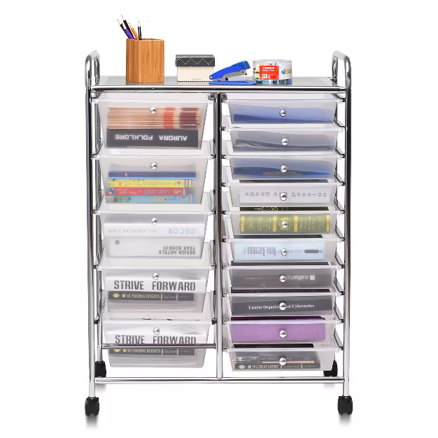 Costway 15 Drawer Rolling Storage Cart Tools Scrapbook Cosmetics Paper Organizer | Target