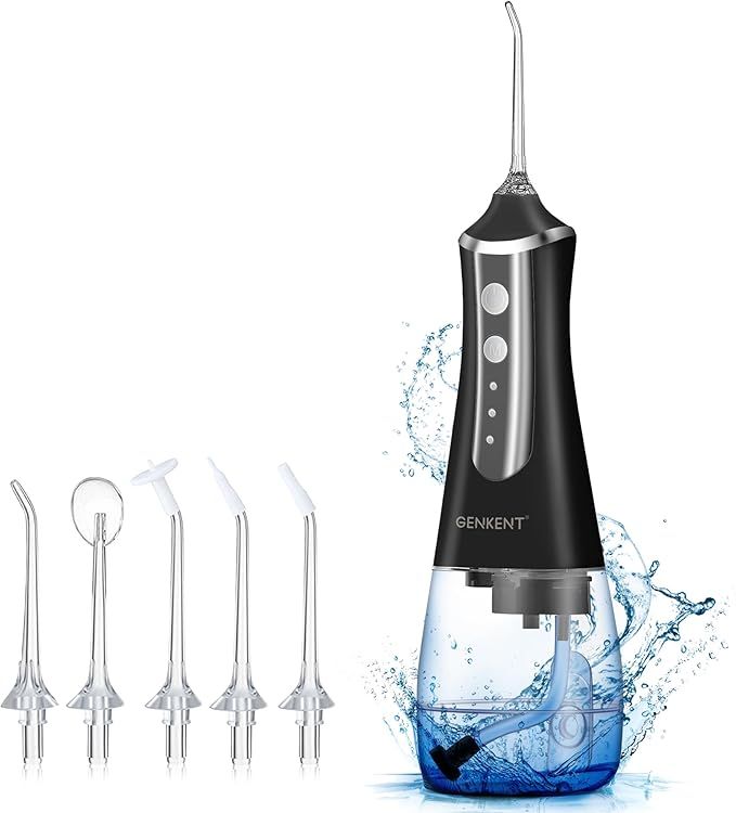 GENKENT Water Flosser Cordless for Teeth Cleaning 300ML Dental Oral Irrigator 3 Modes 5 Tips Rech... | Amazon (US)