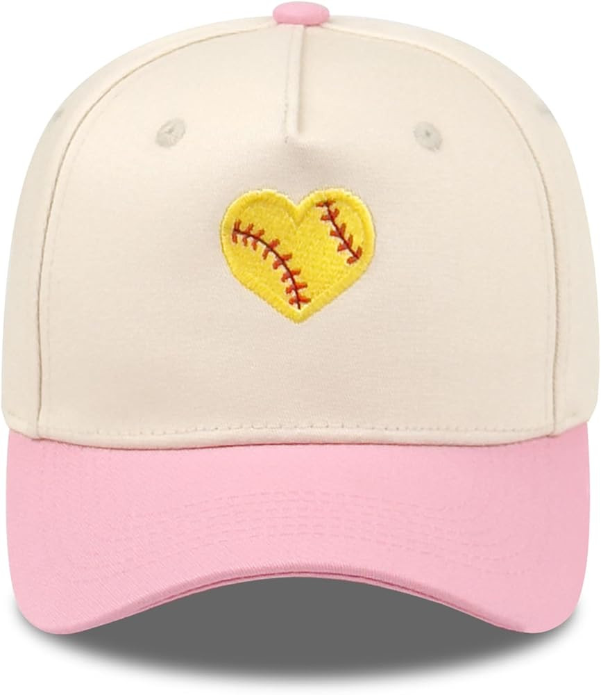 Embroidered Sports Baseball Cap with Love Heart, Two-Tone Adjustable Cotton Trucker Hat for Men W... | Amazon (US)