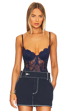 KAT THE LABEL Maeve Bodysuit in Cobalt from Revolve.com | Revolve Clothing (Global)