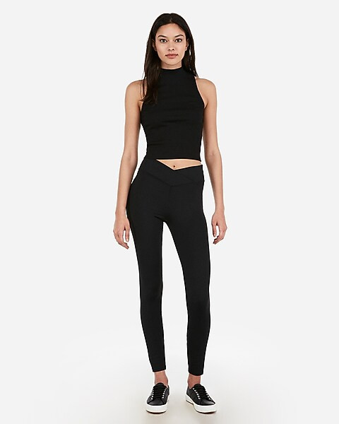 high waisted v waistband compression leggings | Express