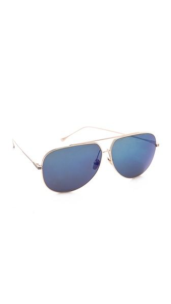 Dita Condor Aviator Sunglasses - White Gold/Blue Mirror | Shopbop
