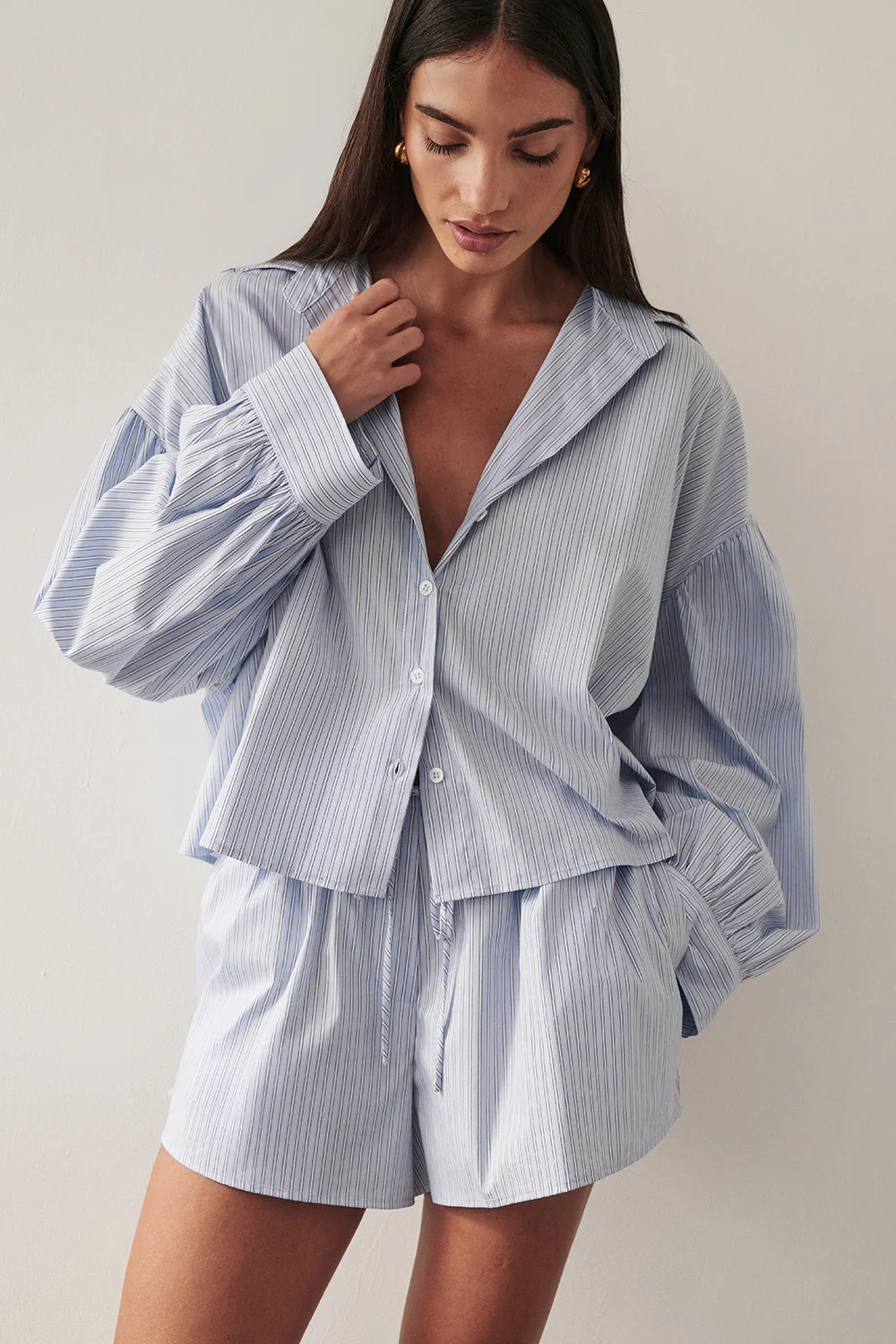 BERNICE BLUE COTTON BLEND SHORT | DISSH