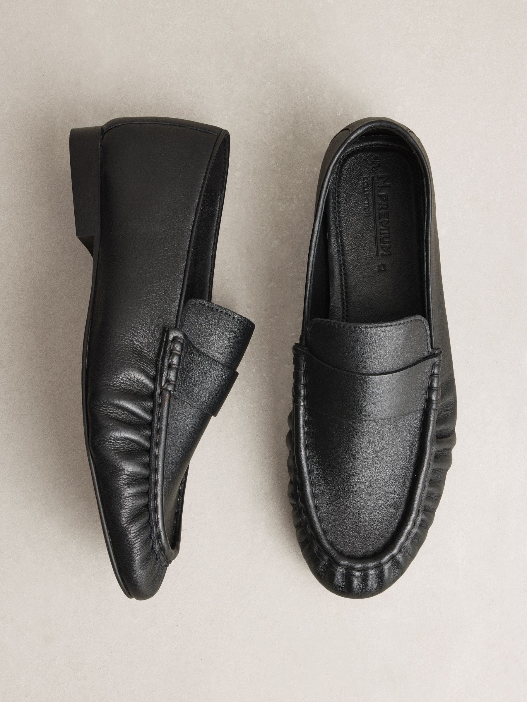 Next Taupe N. Premium Almond Toe Ruched Loafers | Next EU