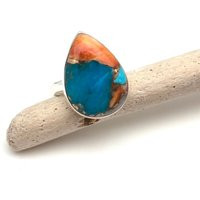Turquoise Oyster Shell Silver Ring Size 7/Copper Teardrop Colorful Statement 925 | Etsy (US)