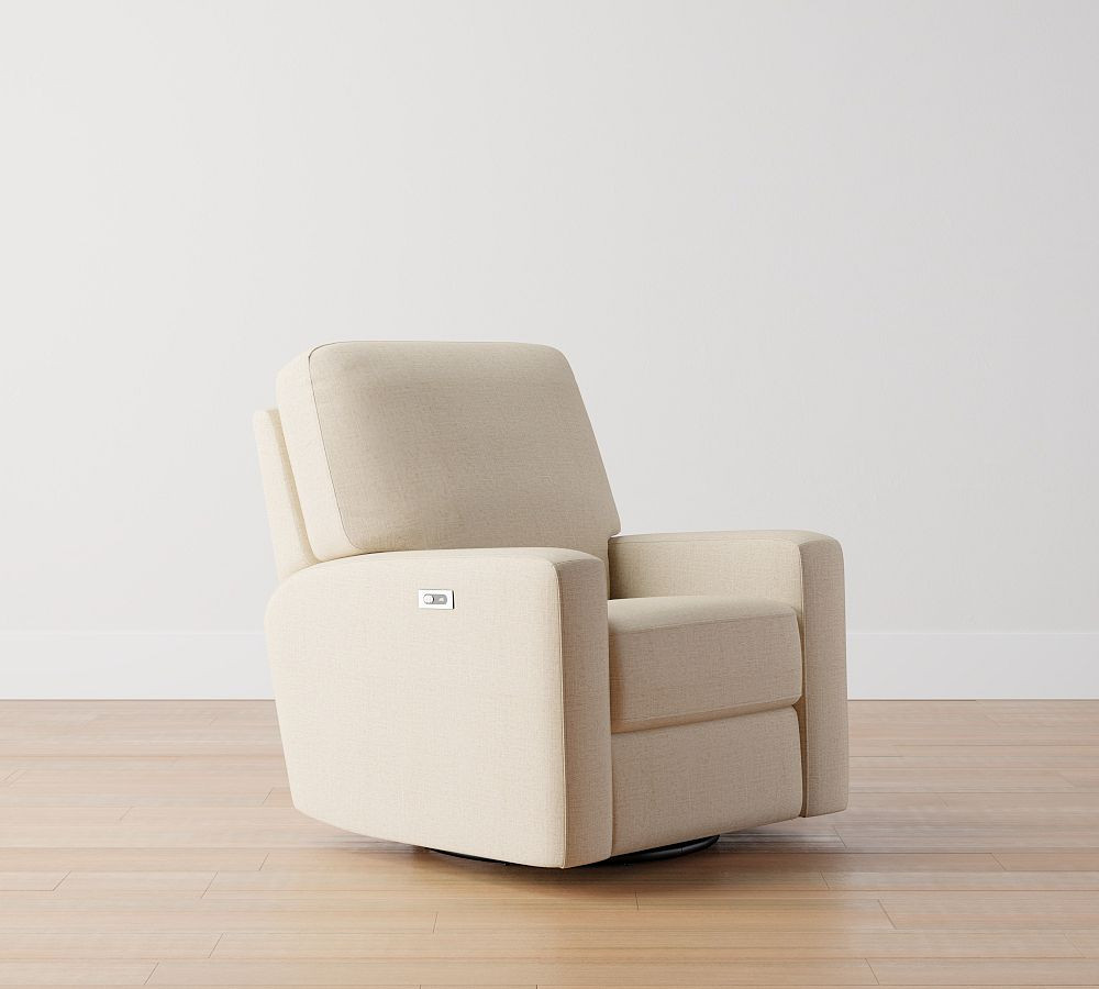 PB Comfort Square Arm Upholstered Power Swivel Glider Recliner | Pottery Barn (US)