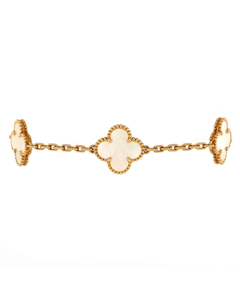 Pre-Owned Van Cleef & Arpels Vintage Alhambra 5 Motifs Bracelet 18K Gold and Mother of Pearl | Bloomingdale's (US)