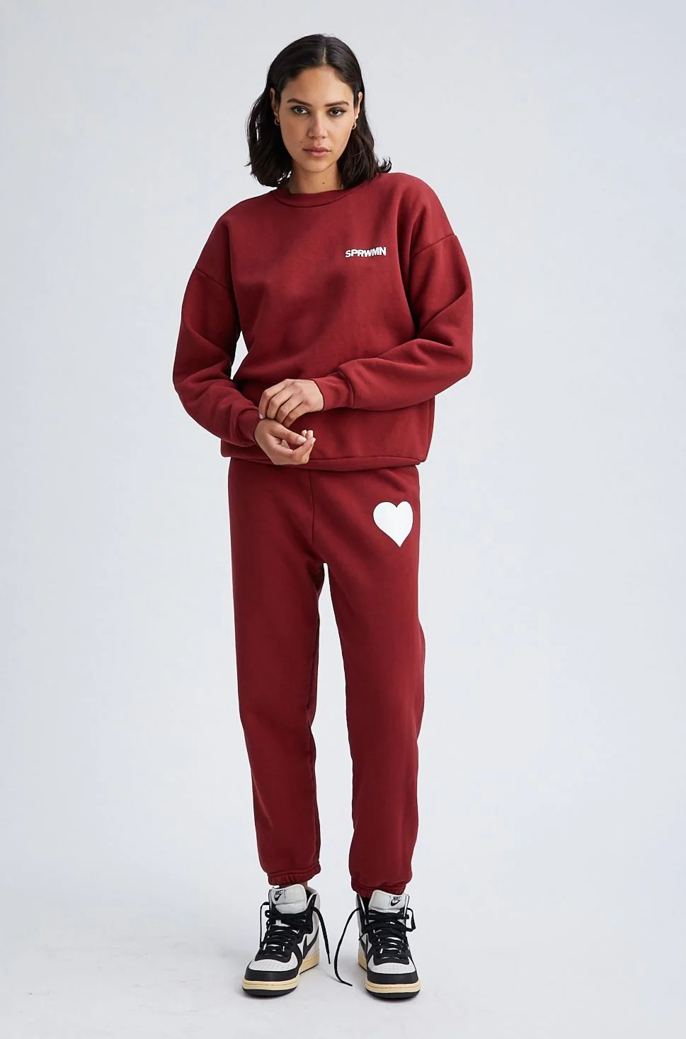 Crimson Cotton Logo Sweatshirt | SPRWMN