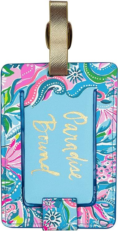Lilly Pulitzer Leatherette Luggage Tag with Secure Strap, Colorful Suitcase Identifier for Travel | Amazon (US)