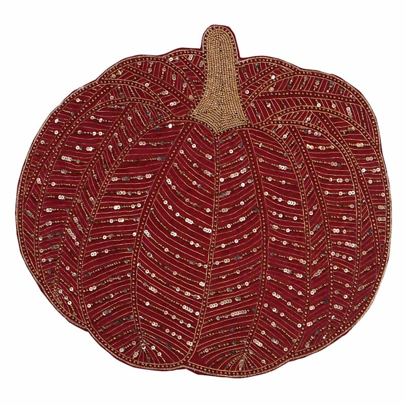 Semi-Beaded Pumpkin Placemat | At Home
