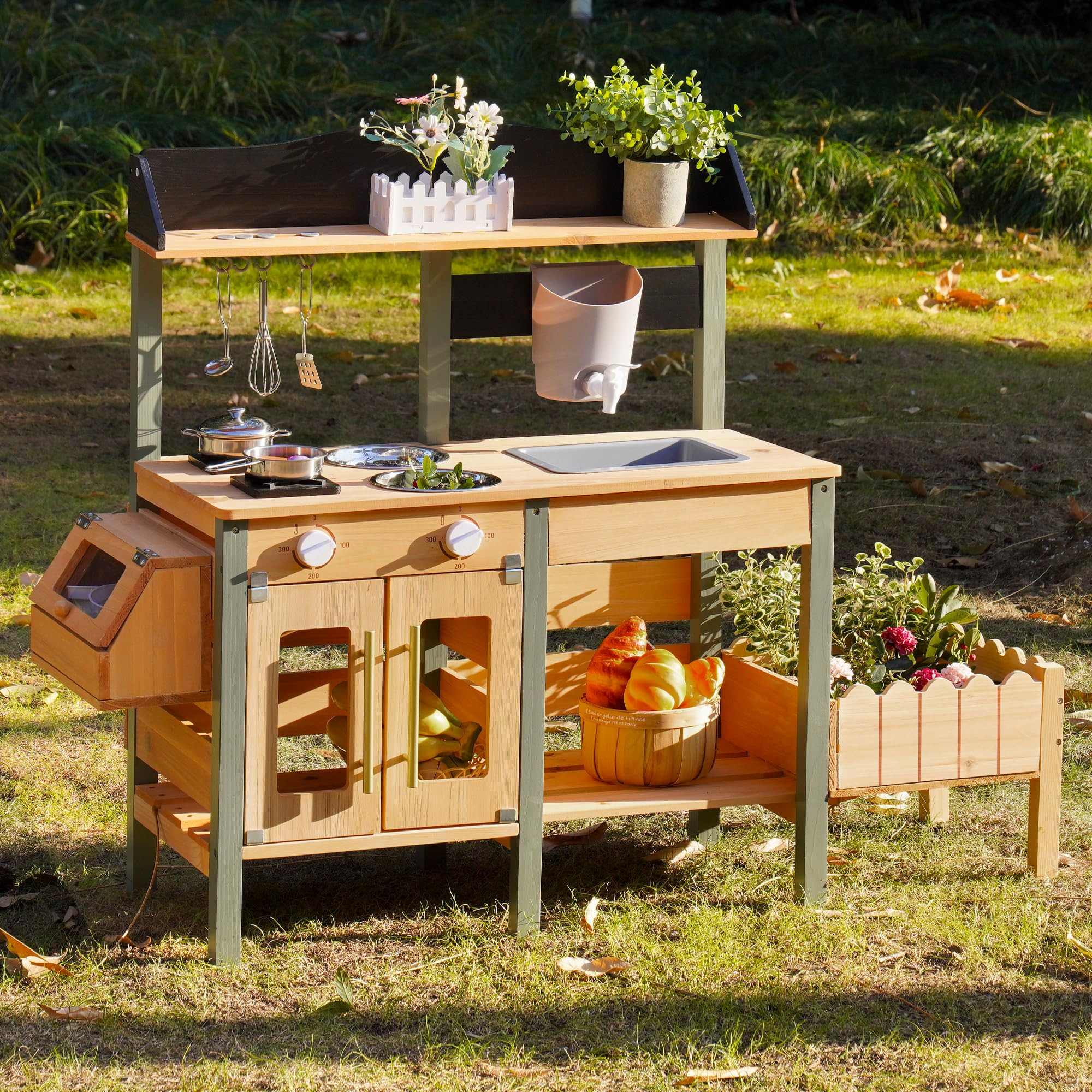 ROBOTIME Mud Kitchen for Kids Outdoor, Wood Outdoor Kitchen with Insect Observation Box & Planter... | Amazon (US)