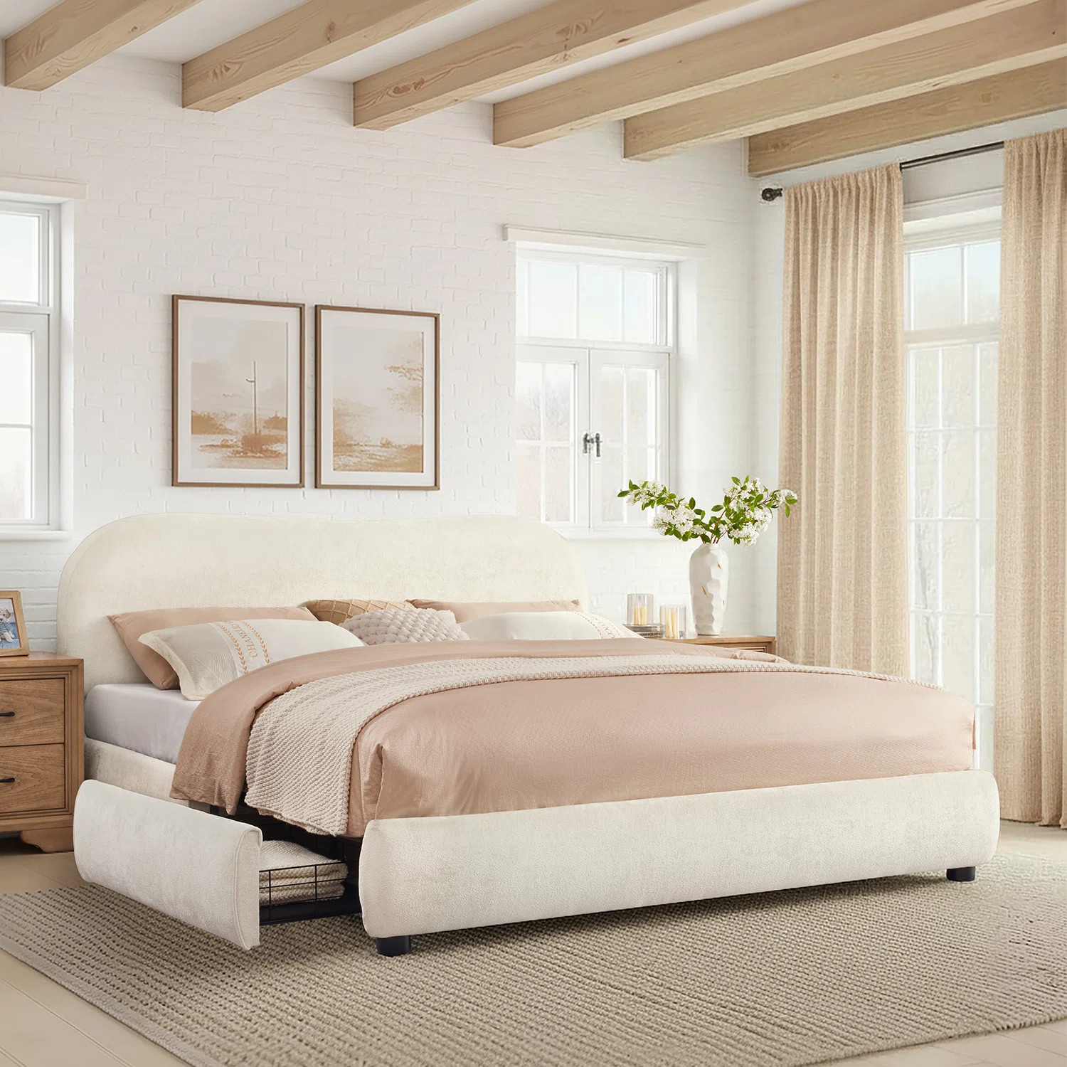 Gervais Modern Curved Upholstered Storage Bed | Wayfair North America