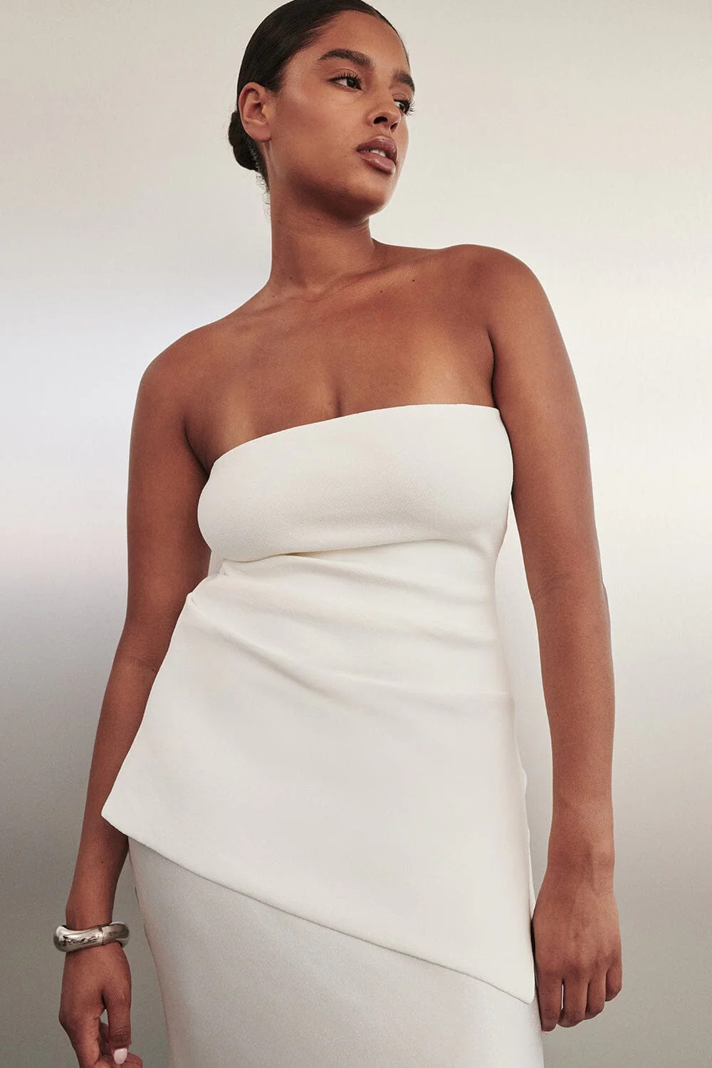 LUKE OFF WHITE LONGLINE BANDEAU TOP | DISSH