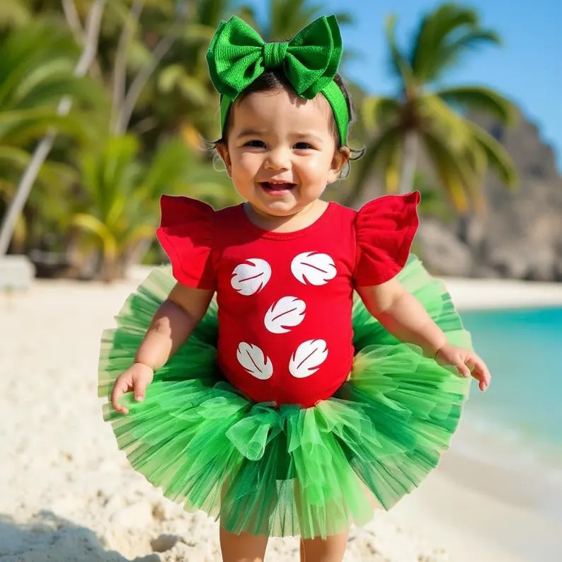 Hawaiian Hula Costume: Green Tutu, Red Leotard, Leaf Detail - Etsy | Etsy (US)