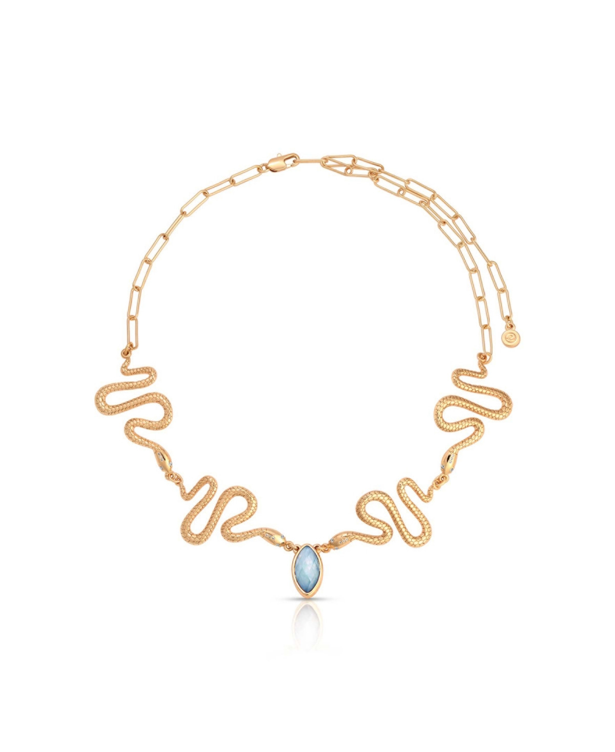Ettika Gold-Plated Imitation Pearl Serpentina Choker Necklace - Blue | Macy's