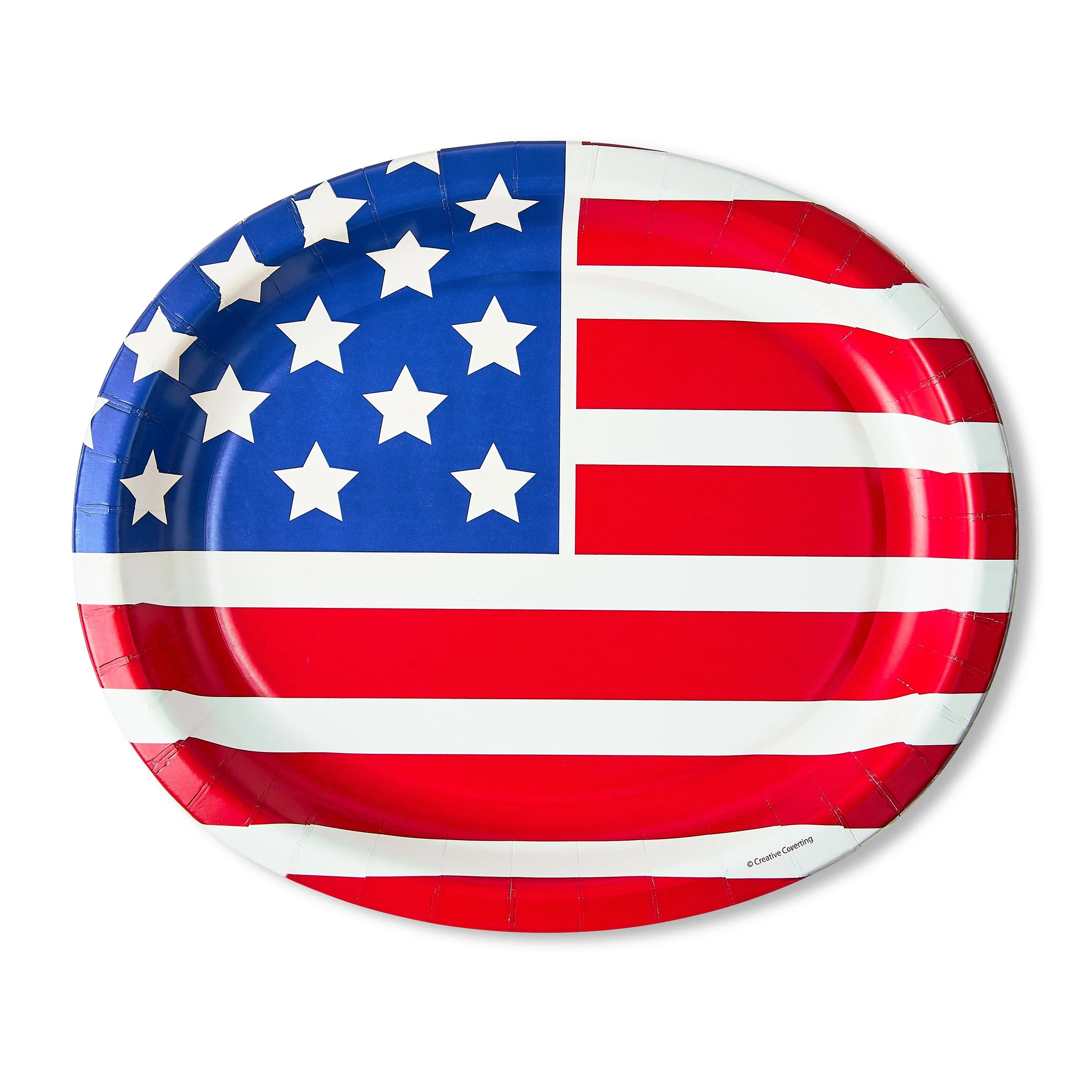 Patriotic Red, White, and Blue American Flag Oval Paper Plates, 8 Count, by Way To Celebrate | Walmart (US)