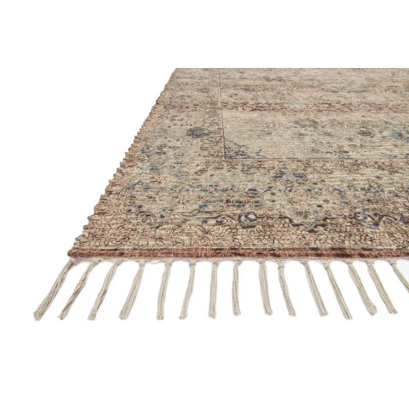 Cornelia Oriental Hand-Knotted Seafoam Green/Brick Area Rug | Wayfair North America