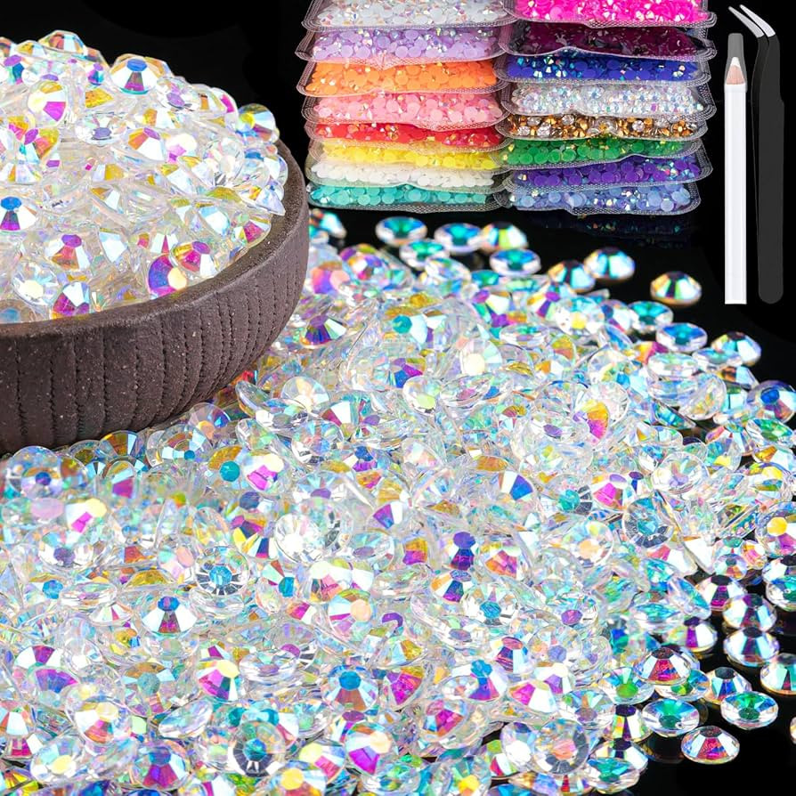 6000pcs 4mm Resin Rhinestones Bulk, Transparent AB Flatback Round Jelly Rhinestones Bedazzling No... | Amazon (US)