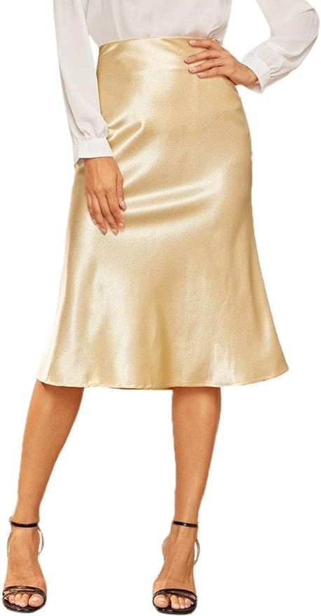 Verdusa Women's High Waist Zipper Glitter Fish Tail Flared Skirt | Amazon (US)