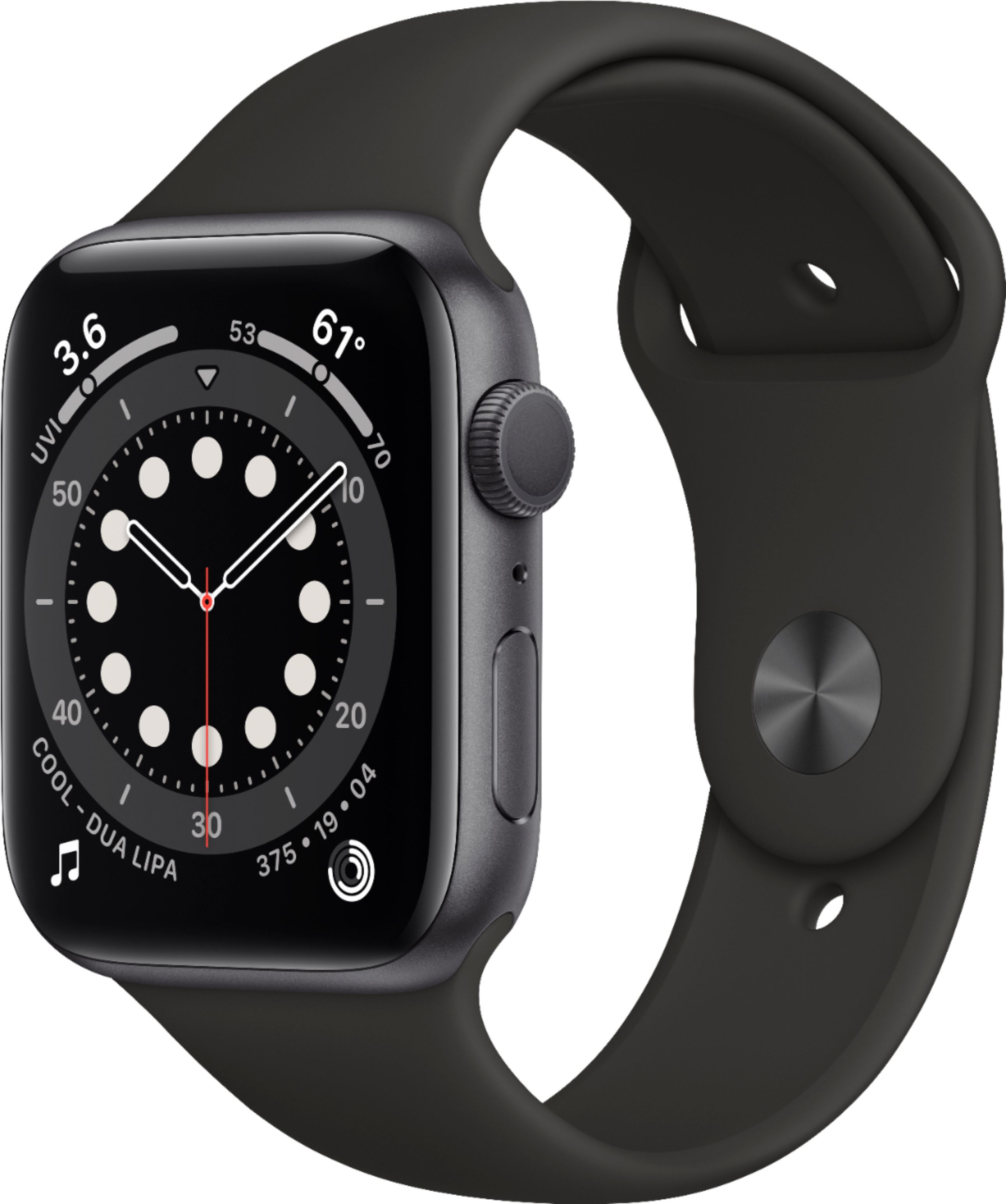 Apple Watch Series 6 (GPS) 44mm Space Gray Aluminum Case with Black Sport Band Space Gray M00H3LL... | Best Buy U.S.