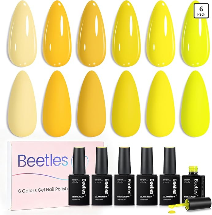 Beetles Yellow Gel Nail Polish Set - Amalfi Holiday, 6 Colors Summer Gel Nail Polish Set, Soak Of... | Amazon (US)
