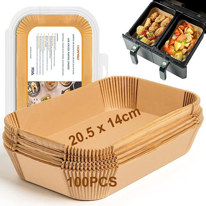 HONYAO Papier Cuisson pour Ninja Air Fryer, 100 Pièces 20,5x14cm Rectangulair Paper Liners Frite... | Amazon (FR)