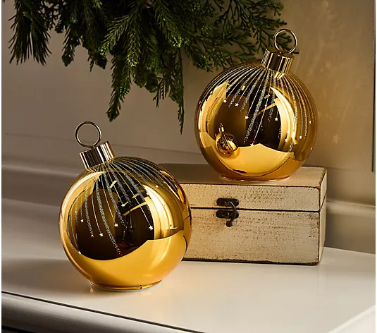 Set of 2 6" Starry Night High Shine Ornaments by Valerie - QVC.com | QVC