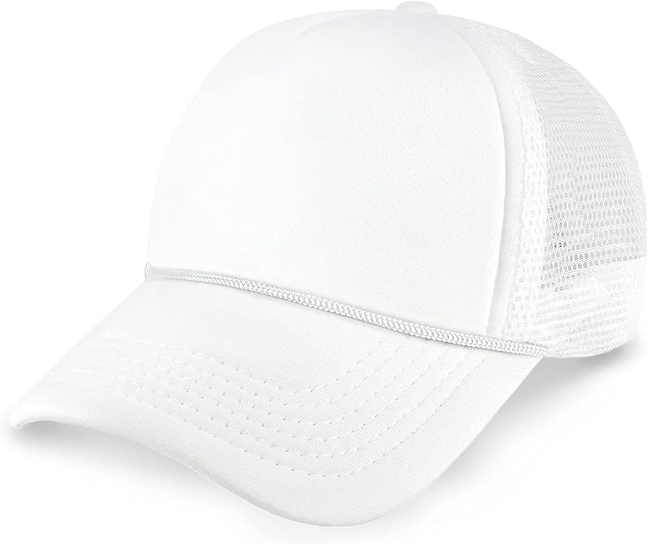 Classic Foam Trucker Hat Summer Mesh Rope Cap Solid Two Toned Blank Hat for Mens Womens Adjustabl... | Amazon (US)